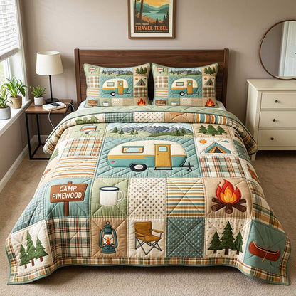 Camper Camp 3-Piece Quilted Bedding Set GFTOQM4608