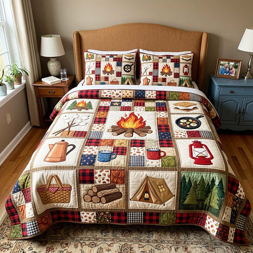 Campfire Patch 3-Piece Quilted Bedding Set GFTOQM4614
