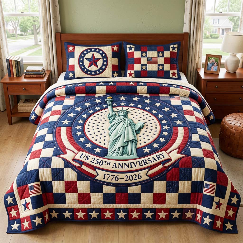 Liberty Star 3-Piece Quilted Bedding Set GFTOQM4624