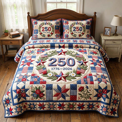 Patriot Wreath 3-Piece Quilted Bedding Set GFTOQM4629