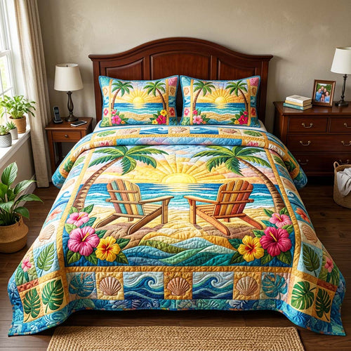 Sunset Beach 3-Piece Quilted Bedding Set GFTOQM4678