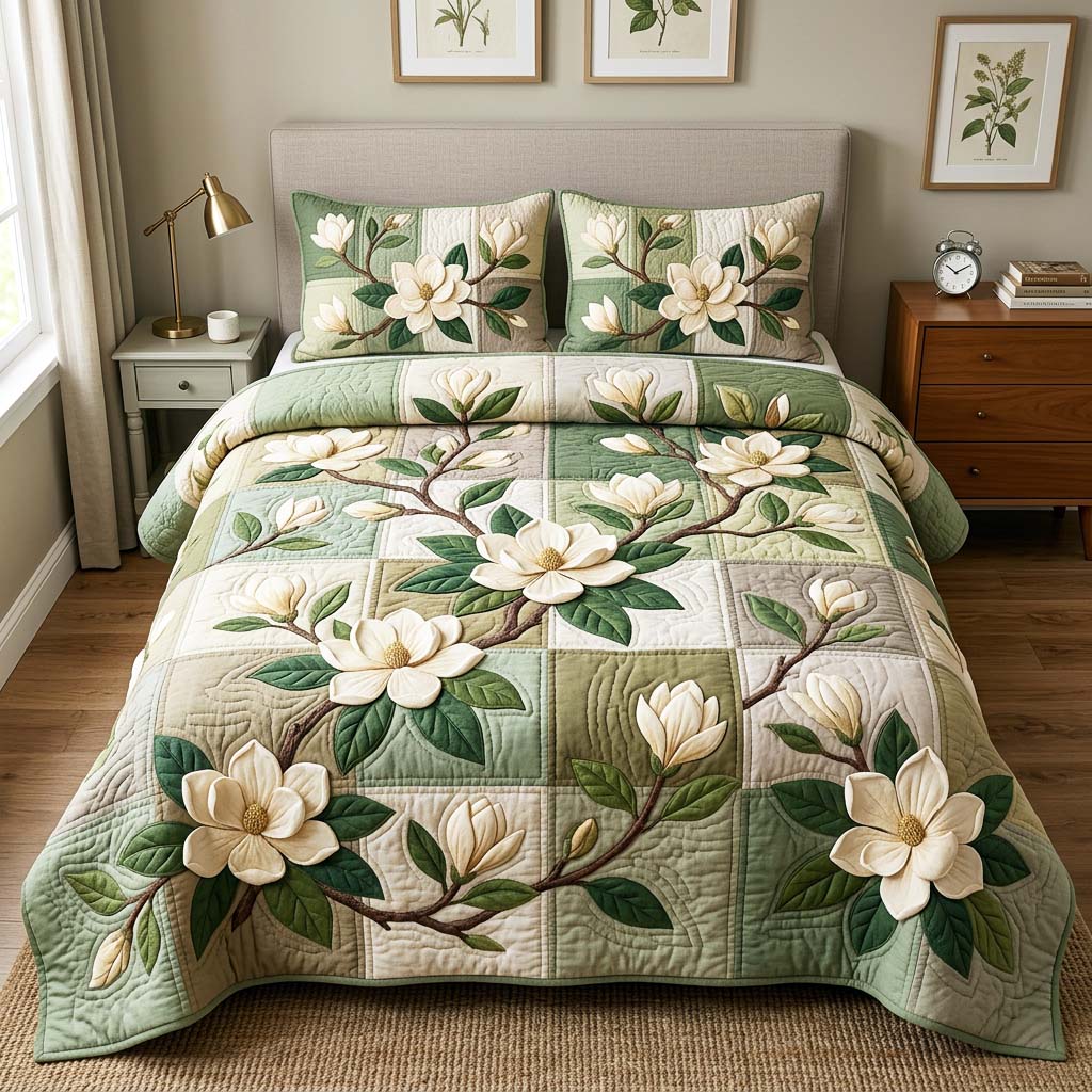Magnolia Patch Garden 3-Piece Quilted Bedding Set GFTOQM4684