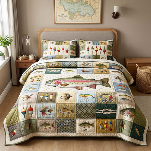 Classic Trout 3-Piece Quilted Bedding Set GFTOQM4689