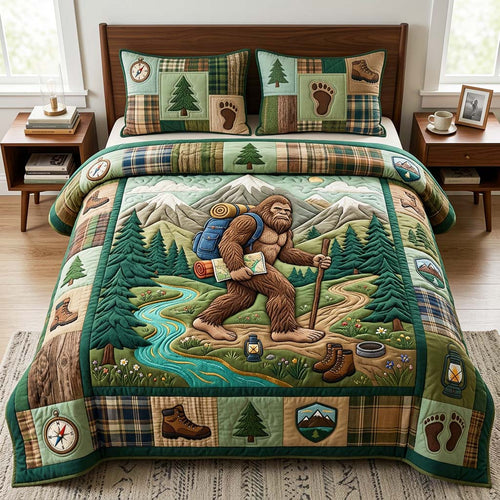 Hiking Bigfoot 3-Piece Quilted Bedding Set GFTOQM4716