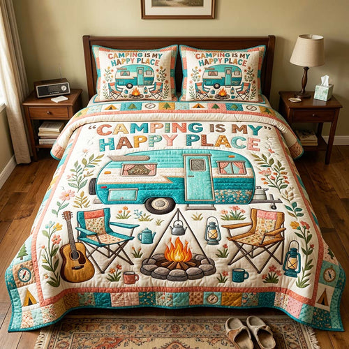 Happy Camping 3-Piece Quilted Bedding Set GFTOQM4720