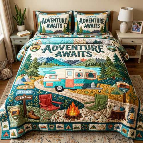 Adventure Camp 3-Piece Quilted Bedding Set GFTOQM4723