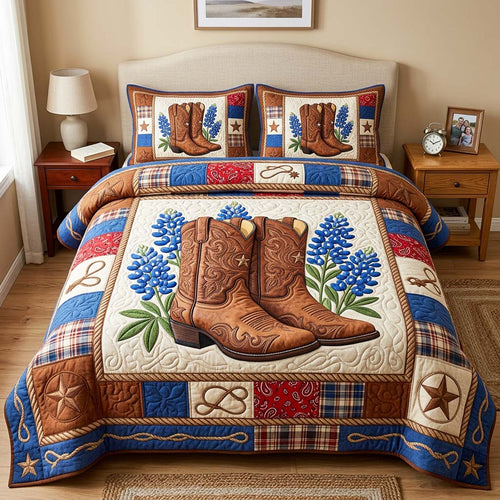 Cowboy Boots 3-Piece Quilted Bedding Set GFTOQM4728