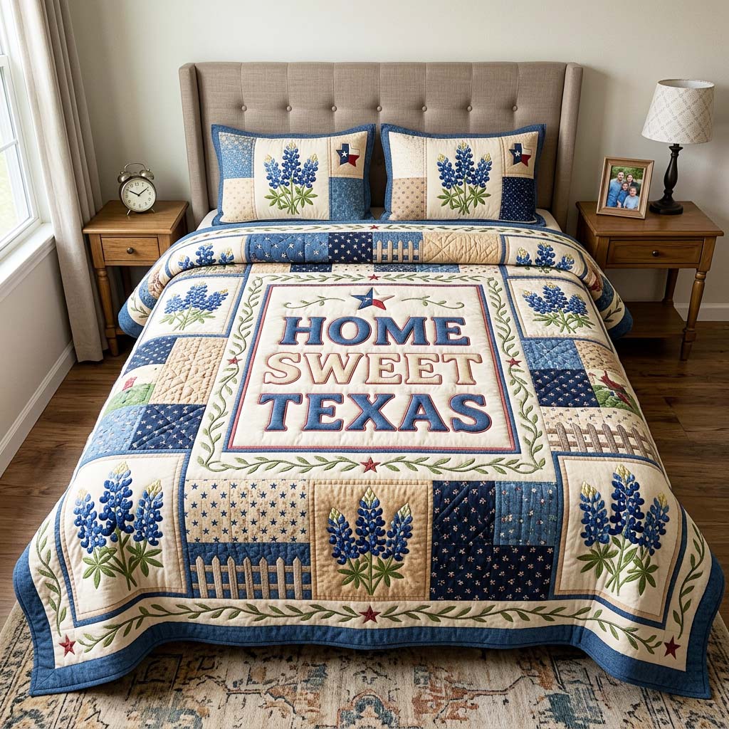 Sweet Texas 3-Piece Quilted Bedding Set GFTOQM4729