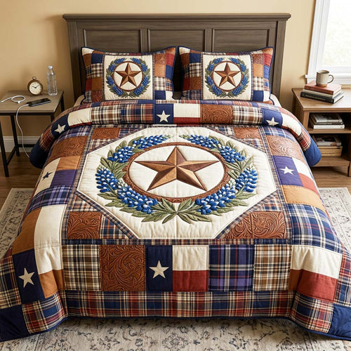 Star Wreath 3-Piece Quilted Bedding Set GFTOQM4730