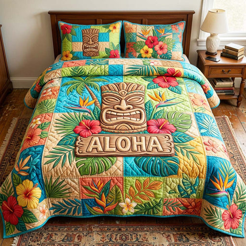Tropical Mask 3-Piece Quilted Bedding Set GFTOQM4735