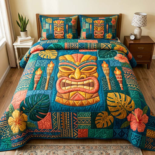 Golden Tiki 3-Piece Quilted Bedding Set GFTOQM4736