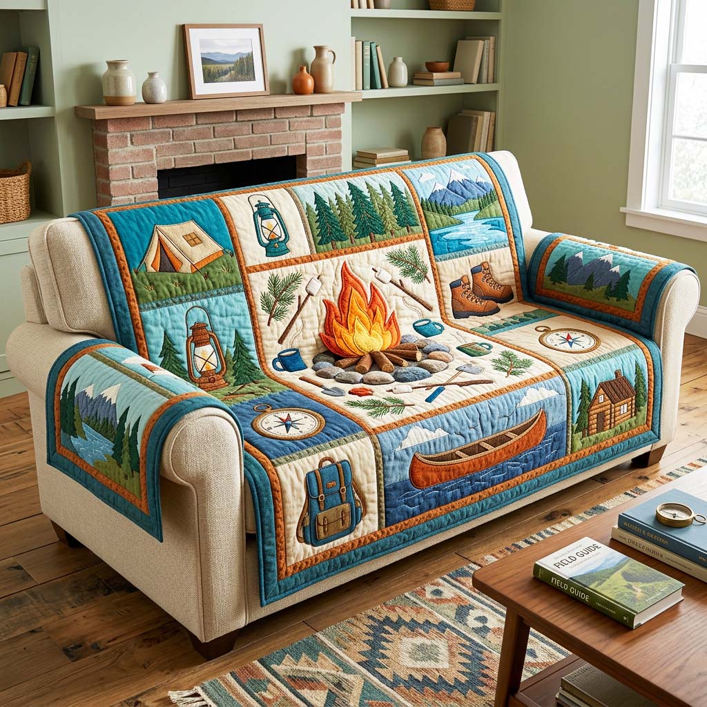 Campfire Grid Quilted Sofa Cover GFTOQM4738