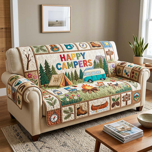 Happy Campers Quilted Sofa Cover GFTOQM4742
