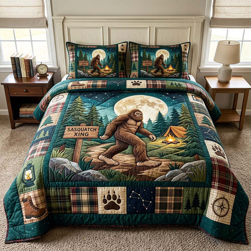 Moon Sasquatch 3-Piece Quilted Bedding Set GFTOQM4744