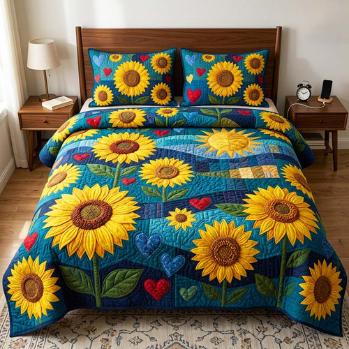 Midnight Bloom 3-Piece Quilted Bedding Set GFTOQM4755