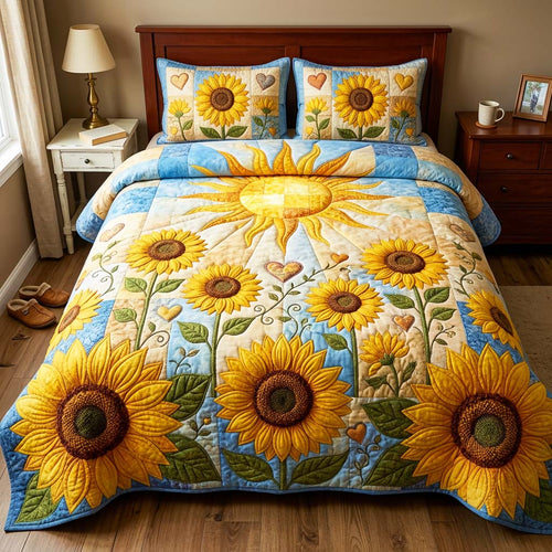 Golden Sunrise 3-Piece Quilted Bedding Set GFTOQM4756