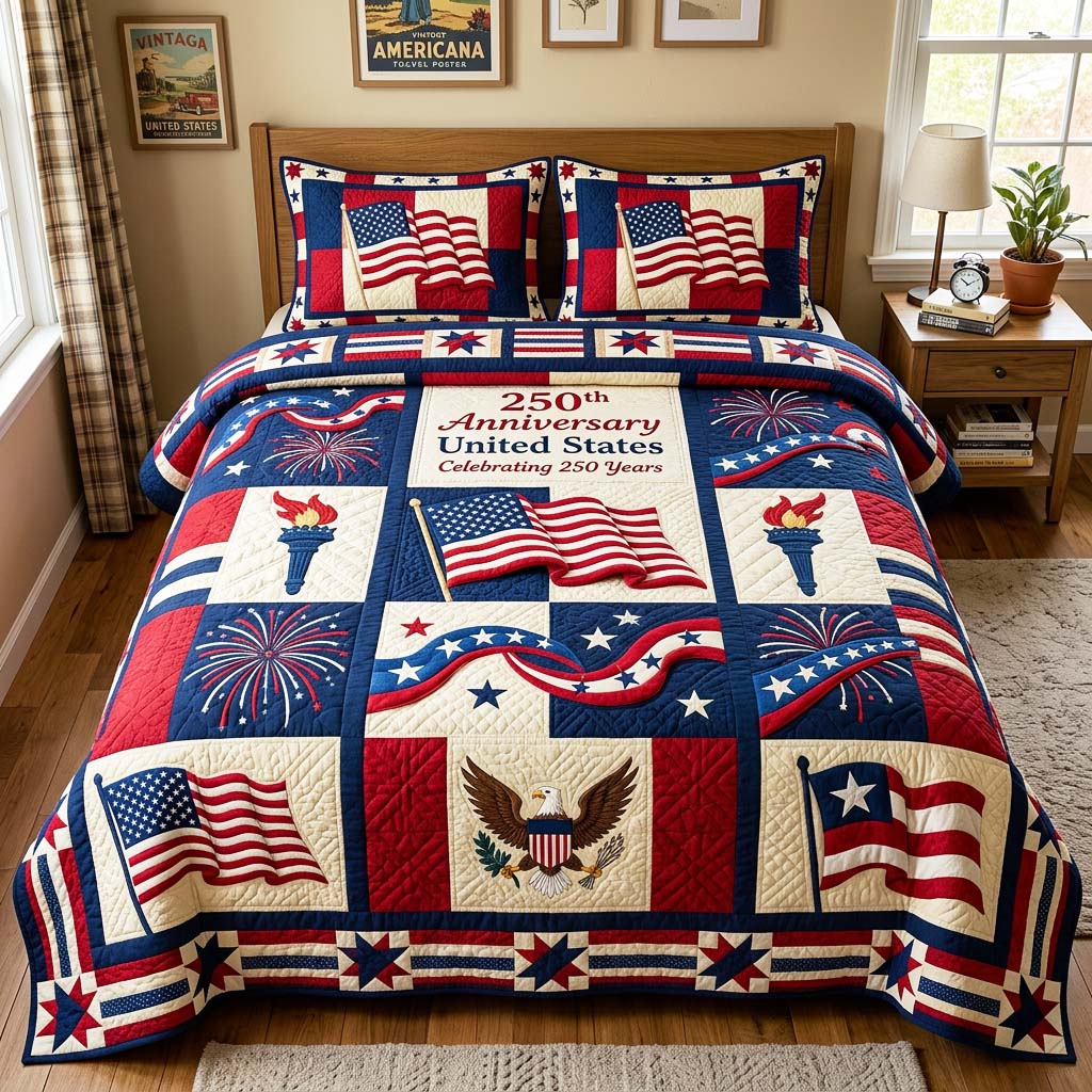 Liberty Celebration 3-Piece Quilted Bedding Set GFTOQM4810