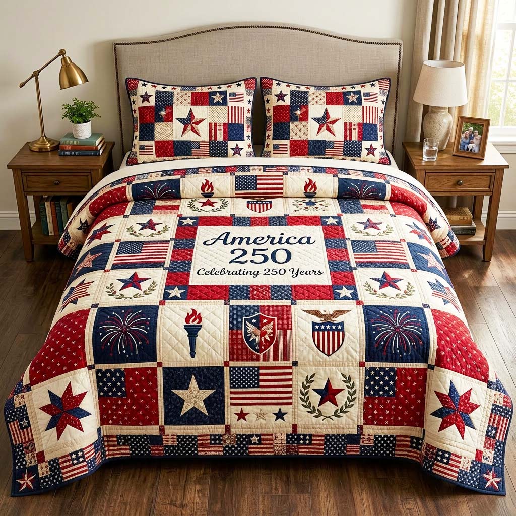 America Heritage 3-Piece Quilted Bedding Set GFTOQM4811