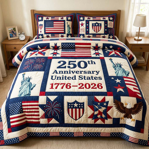 Patriot Anniversary 3-Piece Quilted Bedding Set GFTOQM4813