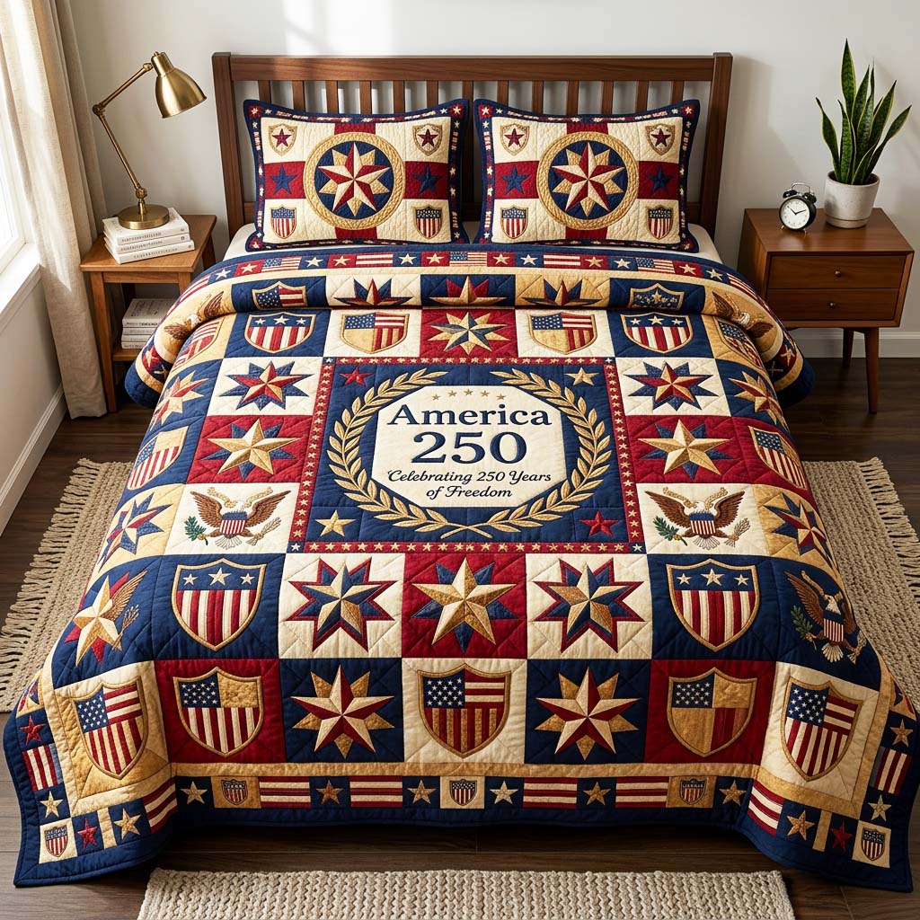 Freedom Crest 3-Piece Quilted Bedding Set GFTOQM4815