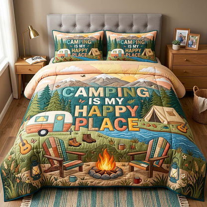 Happy Camping 3-Piece Quilted Bedding Set GFTOQM4820