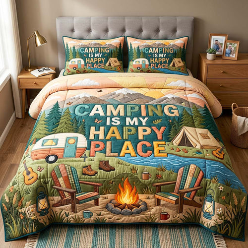 Happy Camping 3-Piece Quilted Bedding Set GFTOQM4820