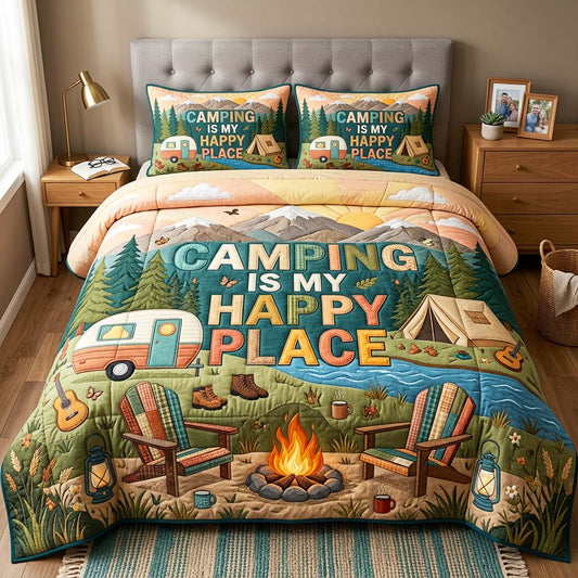 Happy Camping 3-Piece Quilted Bedding Set GFTOQM4820