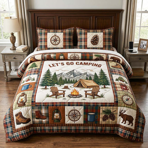Plaid Adventure 3-Piece Quilted Bedding Set GFTOQM4821