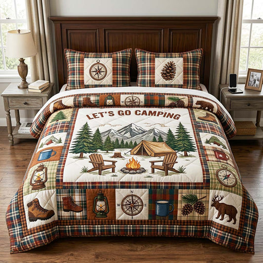 Plaid Adventure 3-Piece Quilted Bedding Set GFTOQM4821