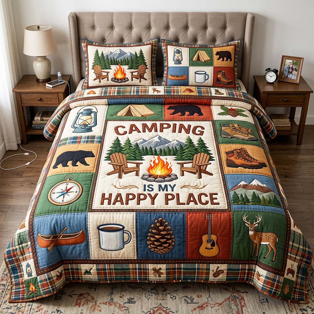 Camping Retreat 3-Piece Quilted Bedding Set GFTOQM4826