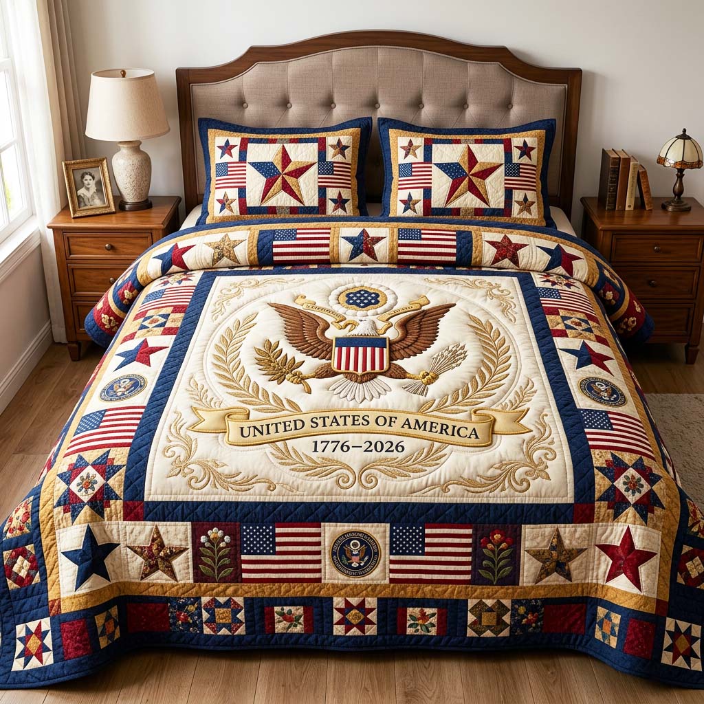 Heritage Patch 3-Piece Quilted Bedding Set GFTOQM4850