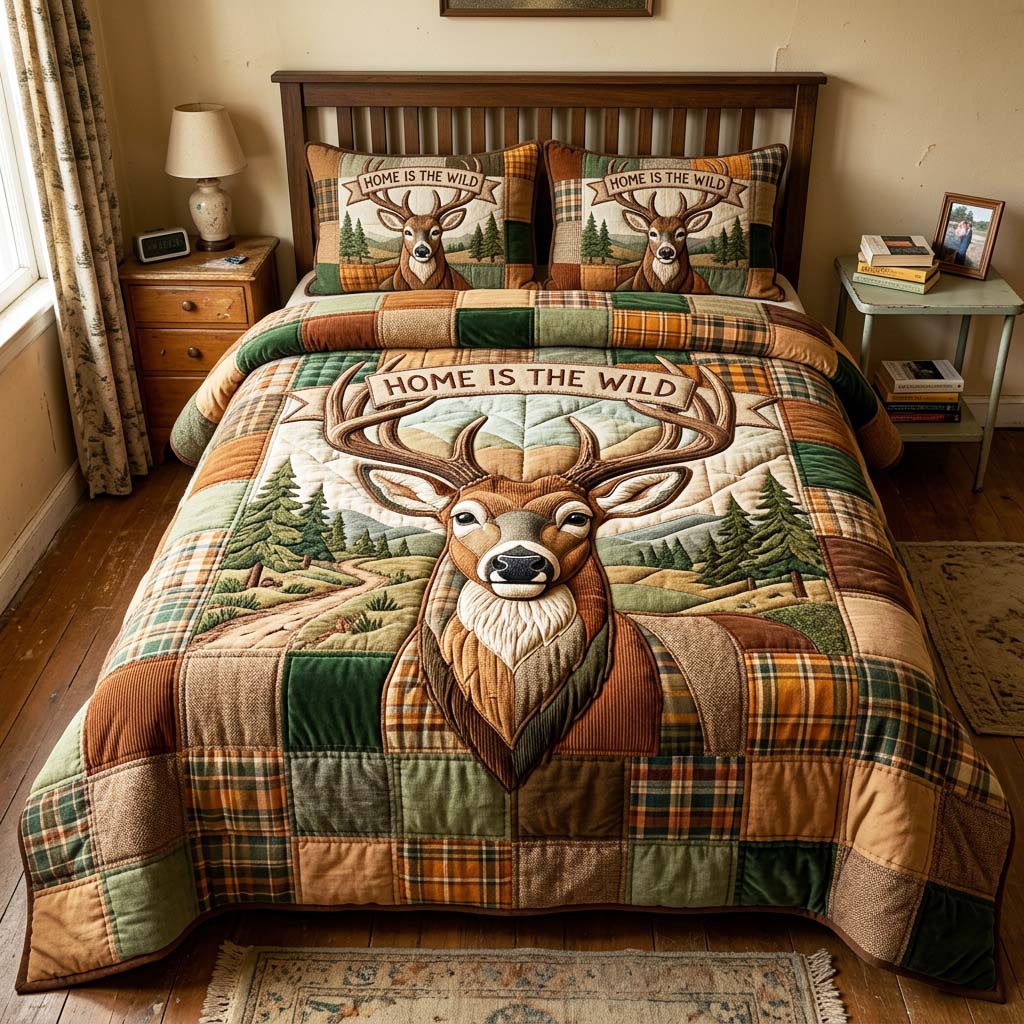 Wild Homestead 3-Piece Quilted Bedding Set GFTOQM4853