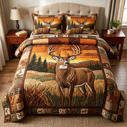 Golden Stag 3-Piece Quilted Bedding Set GFTOQM4854