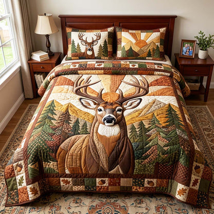 Sunrise Antlers 3-Piece Quilted Bedding Set GFTOQM4859