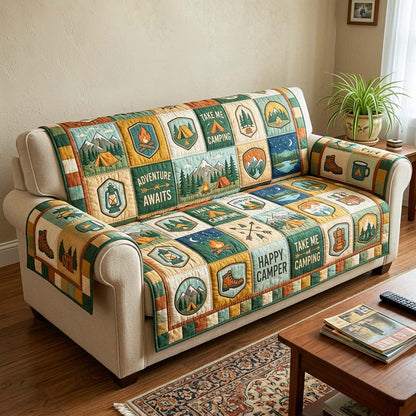 Happy Camper Quilted Sofa Cover GFTOQM4862