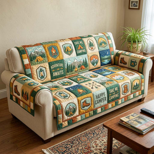 Happy Camper Quilted Sofa Cover GFTOQM4862