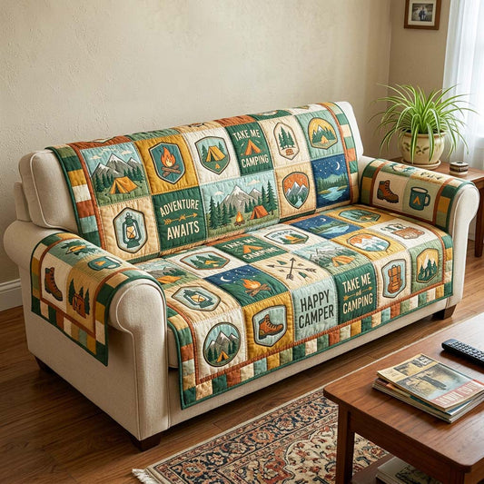 Happy Camper Quilted Sofa Cover GFTOQM4862