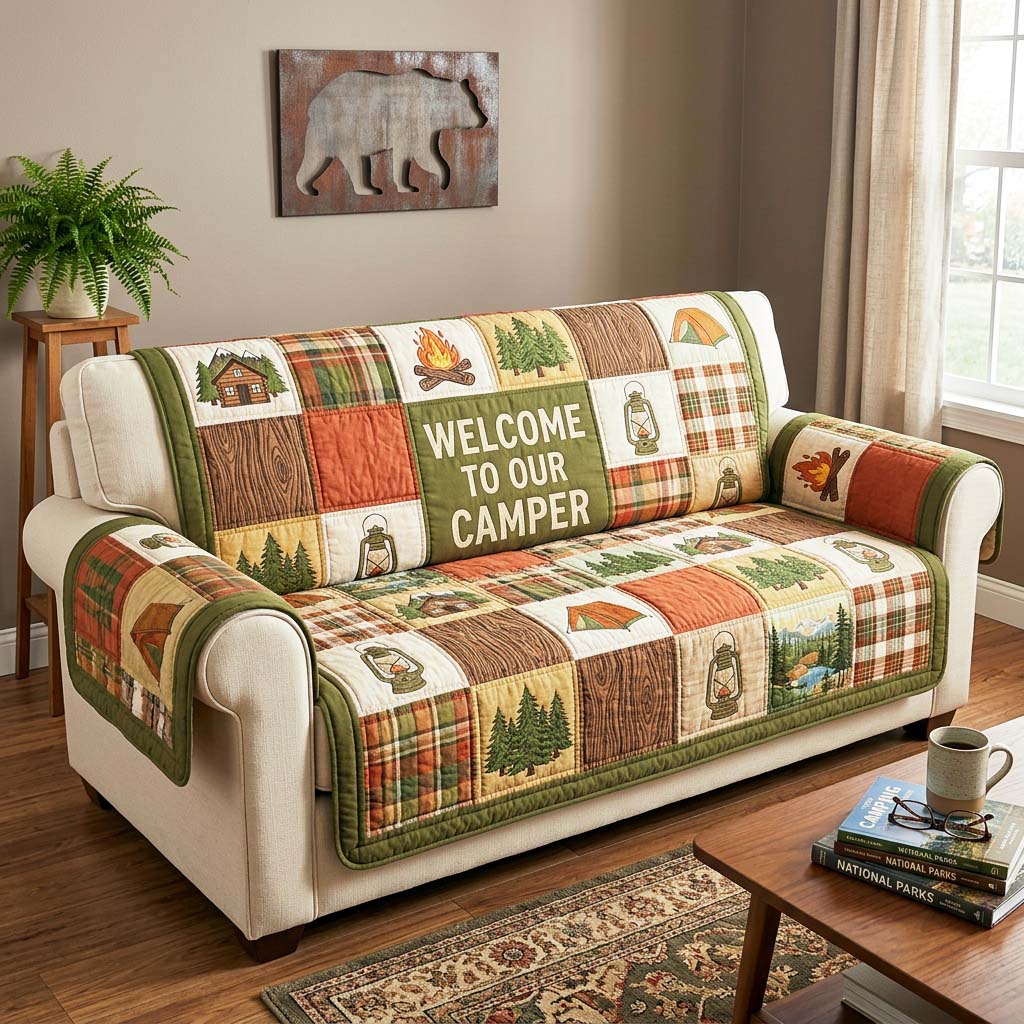 Cabin Welcome Quilted Sofa Cover GFTOQM4863