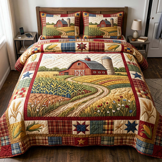 Country Cornfield 3-Piece Quilted Bedding Set GFTOQM4874
