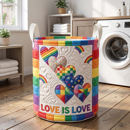 Rainbow Hearts Quilted Laundry Basket GFTOQM4885