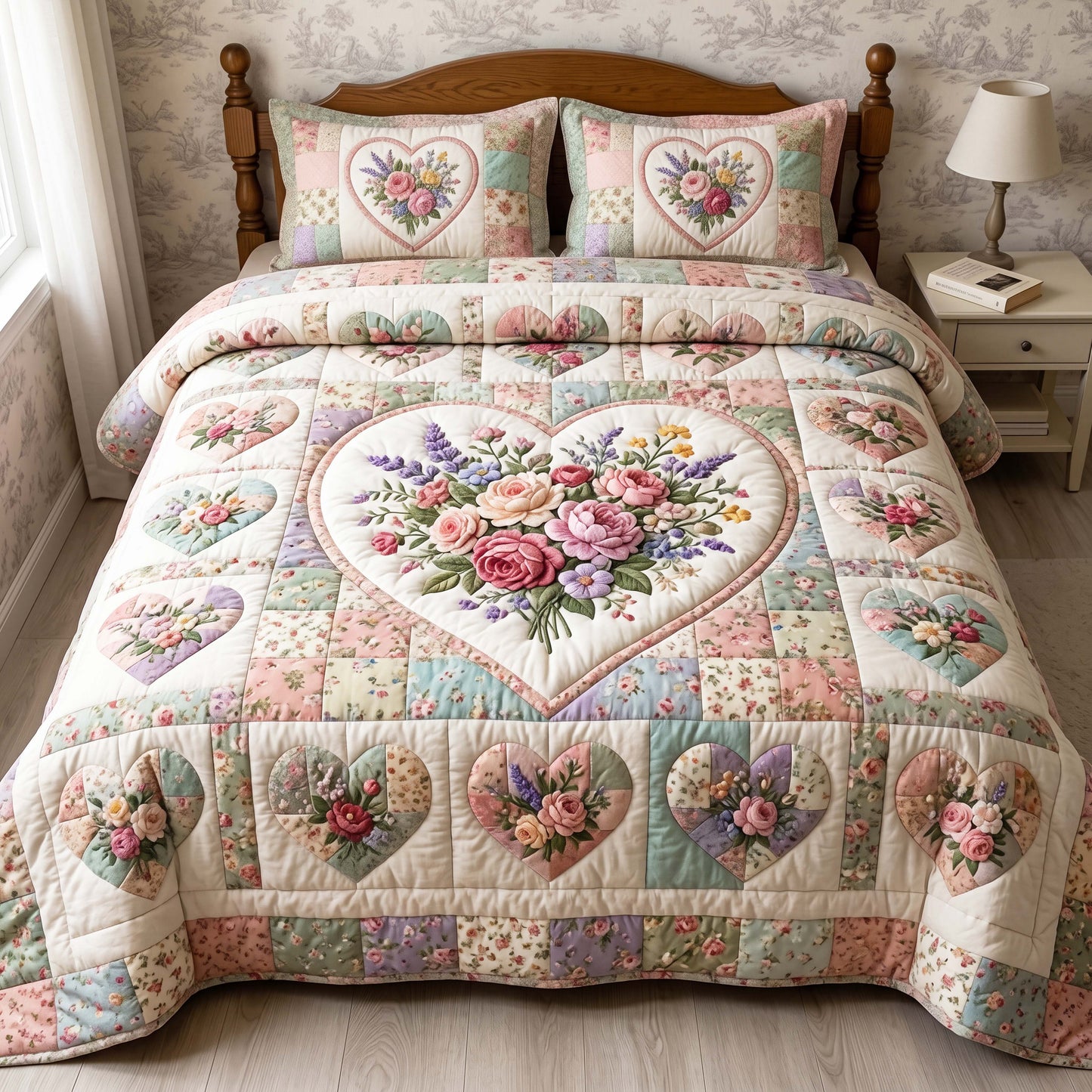 Patchwork Garden 3-Piece Quilted Bedding Set GFTOQM4907