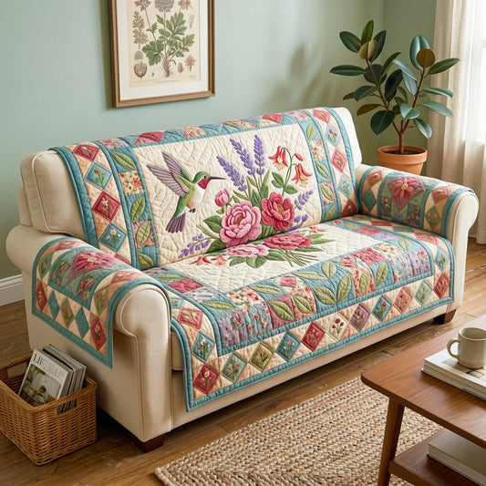 Garden Hummingbird Quilted Sofa Cover GFTOQM4912