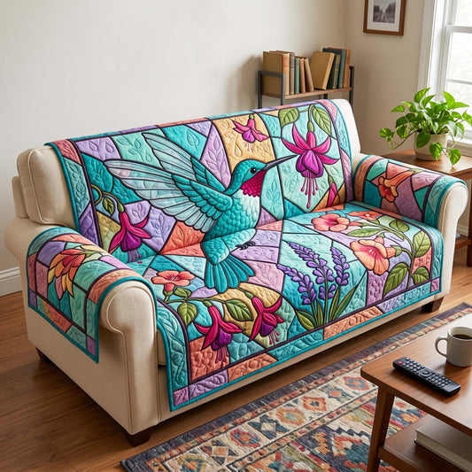 Stained Hummingbird Quilted Sofa Cover GFTOQM4914