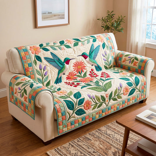 Twin Hummingbirds Quilted Sofa Cover GFTOQM4915
