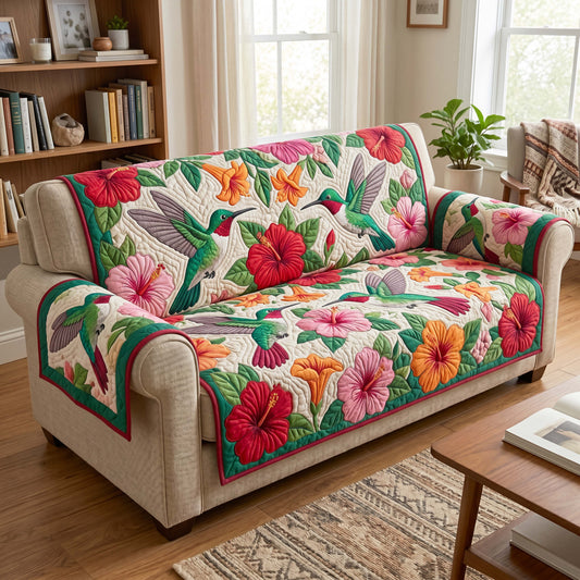 Tropical Hummingbirds Quilted Sofa Cover GFTOQM4918