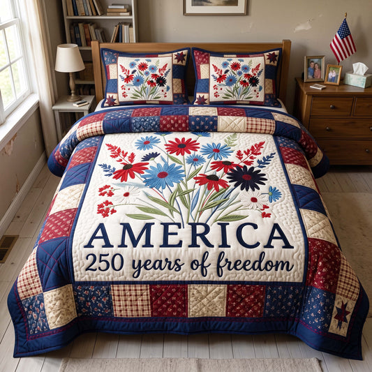 Freedom Bouquet 3-Piece Quilted Bedding Set GFTOQM4920