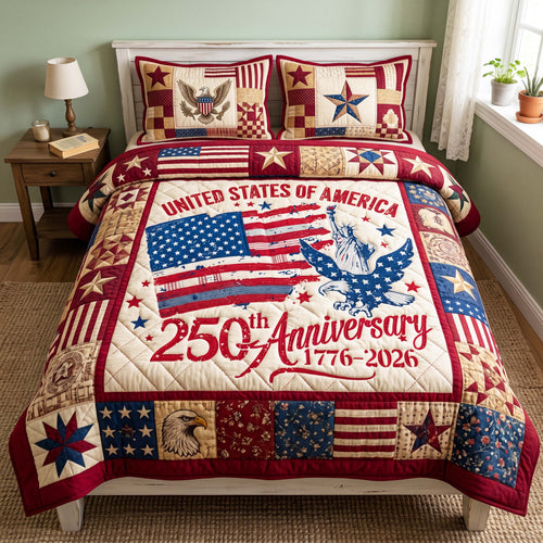 Anniversary Glory 3-Piece Quilted Bedding Set GFTOQM4923