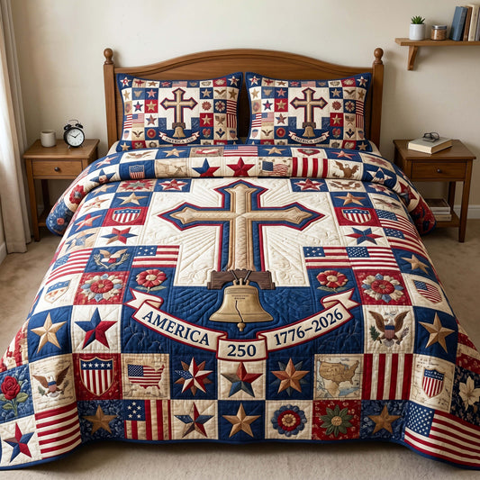 Heritage Cross 3-Piece Quilted Bedding Set GFTOQM4928