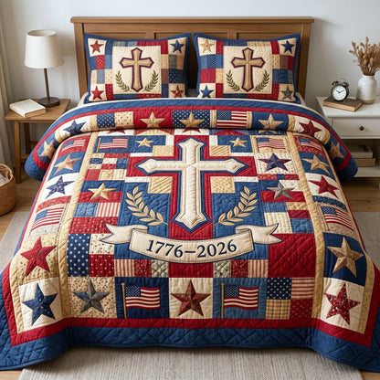 Colonial Cross 3-Piece Quilted Bedding Set GFTOQM4934