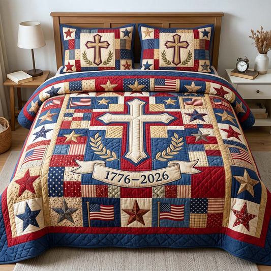 Colonial Cross 3-Piece Quilted Bedding Set GFTOQM4934